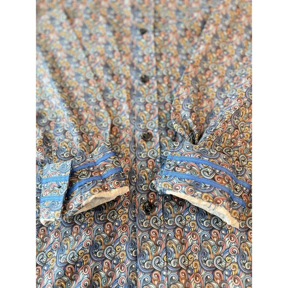 Robert Graham Mens Tailored Paisley SZ Large Long Sleeve Button Up Flip Cuff - Picture 4 of 15